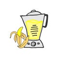 Healthy and Energizing: Hand-Drawn Vector of Blender and Banana, Perfect for Nutrient-Rich Drinks