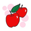 Fruitful Elegance: Two Red Apples in Pink Circle Doodle Art - Ideal for Logos and Decorations