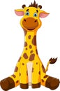 Cartoon cute giraffe posing sitting