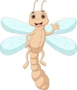 Cute cartoon dragonfly on white background Royalty Free Stock Photo