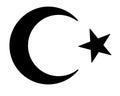Crescent moon and star coat of arms of Turkey - vector silhouette illustration. Moon and Star - Turkish National Emblem Royalty Free Stock Photo