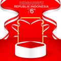 Indonesia indepedence day background. 17 August 1945. podium display for product presentation template design. Vector illustration