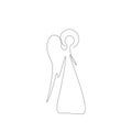 Christmas tree angel line drawung, vector illustration Royalty Free Stock Photo