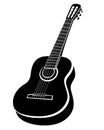 Guitar Musical Instrument - vector black and white silhouette illustration for logo or pictogram. Acoustic Guitar - stringed instr Royalty Free Stock Photo