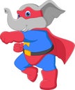 Funny elephant wearing super hero costume