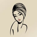 Beauty, hair salon, makeup illustration isolated on light background. Beautiful woman face.