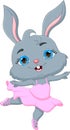 Cartoon funny rabbit ballerina on white background Royalty Free Stock Photo