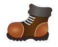 Winter warm boot - vector silhouette full color illustration. Boot - shoes with thick soles with laces - a sign for identity, logo
