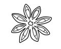 Star anise - spices vector linear illustration for coloring pages or logo. Outline. Spices - star anise - an element for a colorin