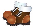 Pair of Warm Winter Boots - vector full color picture for logo or pictogram. Boots are brown with laces and thick soles.