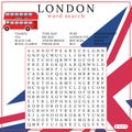 London, UK, July 23, 2021: word search puzzle for learning English. Crossword game.