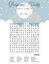 Sleepover party word search puzzle. Printable page for pajama party.