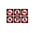 A set of prohibition signs Safety signs.Red circle prohibition sign,Prohibition signs,Red prohibition sign set