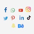 Social media logo vector icons, facebook, whatsapp, youtube, instrgram, twitter, pinterest icons