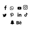 Black social media icons, black social media logos, facebook, whatsapp, youtube, instagram, twitter, pinterest, linkedin, tiktok l