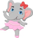 Cartoon funny elephant ballerina Royalty Free Stock Photo