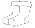 Socks. Pair of socks - vector linear illustration with clothes for coloring. Outline. Stockings - linear element with accessory fo