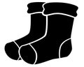 Socks. Pair of socks - vector silhouette illustration with clothes for icon or sign. Stockings - an element with an accessory for