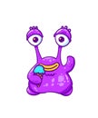 cartoon purple mini snail monster holding ice cream