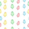 Radiant Elegance: Colorful Gemstone Illustration in Hand-Drawn Seamless Pattern, Perfect for Dazzling Jewelry and Fashion Design