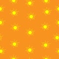 Sunburst illustration on orange background. seamless pattern. hand drawn vector. yellow sun icon. sunlight, sunbeam. doodle art fo Royalty Free Stock Photo