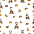Cookies with cookies in the plastic bag illustration on white background. chocolate chips cookies. sweet dessert. seamless pattern Royalty Free Stock Photo