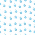 Seamless patttern with water droplets illustration on white background. blue color, fresh and nature. hand drawn vector. raindrop Royalty Free Stock Photo