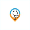 Stethoscope location map pin icon.