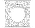 Christmas coloring with Christmas ball, snowflakes and ice crystals - vector zentangle. Square Linear picture for coloring wi