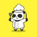 Cute Panda Chef Holding Spatula And Knife