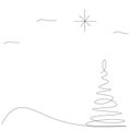 Christmas tree silhouette drawing sketch, vector illustration Royalty Free Stock Photo