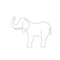 Elephant animal silhouette line drawing, vector illustration Royalty Free Stock Photo
