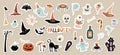 Halloween stickers collection with different seasonal elements Royalty Free Stock Photo