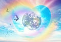 Spiritual love healing earth energy, power, diamond heart blue grid, freedom, evolution, transformation Royalty Free Stock Photo