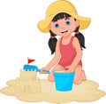 Cartoon little girl playing sand Royalty Free Stock Photo