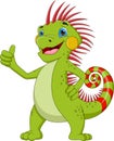Cartoon iguana thumbs up on white background Royalty Free Stock Photo