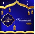 Prophet's birthday greeting design with blue combination