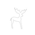 Deer animal silhouette line drawing vector illustration Royalty Free Stock Photo