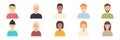 Young multicultural people team set. Diverse business men and women avatars collection