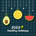 Healthy Holidays 2022 With Fruits - Avocado, Lemon And Watermelon. Royalty Free Stock Photo