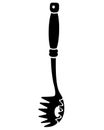 Spaghetti spoon - vector silhouette illustration for logo or pictogram. Spoon with prongs and spaghetti hole Kitchen tool for sign