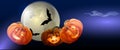 Blue sky, moon and crazy pumpkins .. Halloween holiday