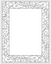 Winter rectangular vertical frame with snowflakes and stars - vector linear picture for coloring. Outline. Frosty patterns - frame
