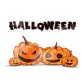 Happy Halloween family pumpkins cute cartoon vector