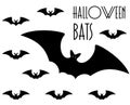 Halloween bats collection. Set of black bats. Vector illustration 10 eps