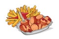 German currywurst with french fries Royalty Free Stock Photo