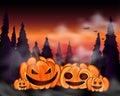 Happy Halloween pumpkins cartoon background Royalty Free Stock Photo