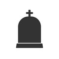 Gravestone with cross silhouette icon logo, Simple flat modern design Royalty Free Stock Photo