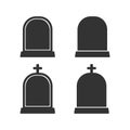 Gravestone silhouette icon logo set, Simple flat modern design Royalty Free Stock Photo