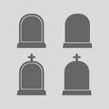 Gravestone silhouette set icon logo, Simple flat modern design Royalty Free Stock Photo